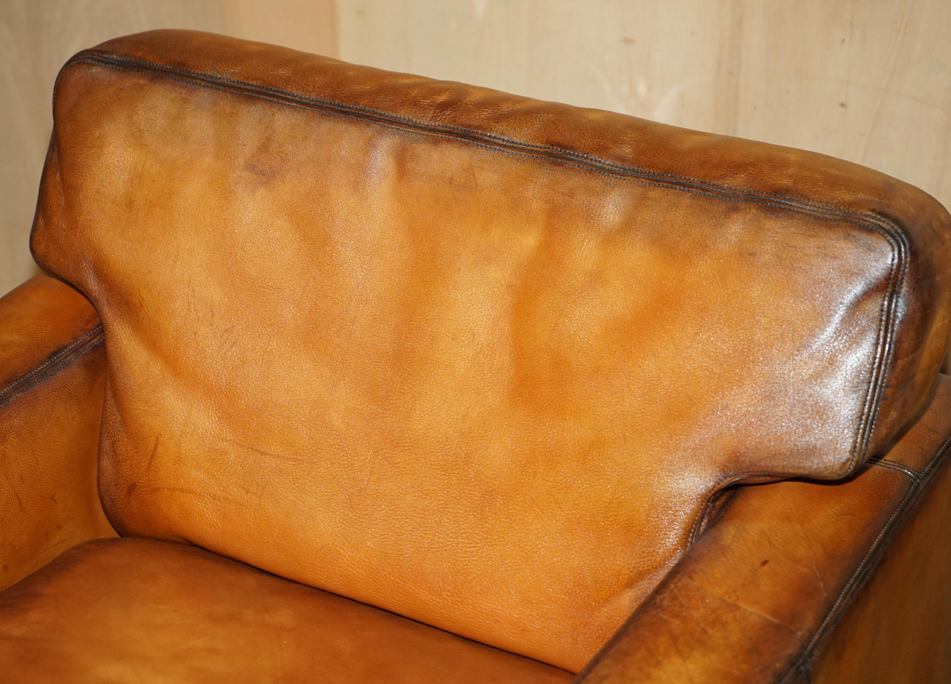 PAIR OF RESTORED DE SEDE DS17 BROWN BUFFALO NECK LEATHER ARMCHAIRS & FOOTSTOOLs im Zustand „Gut“ im Angebot in West Sussex, Pulborough