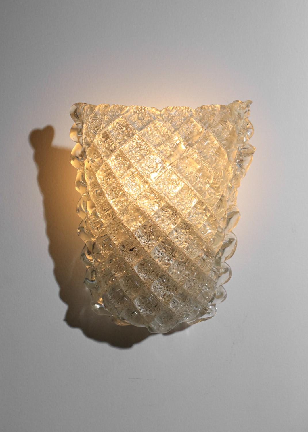Pair of restored embossed Italian sconces attributed to Barovier&Toso 4