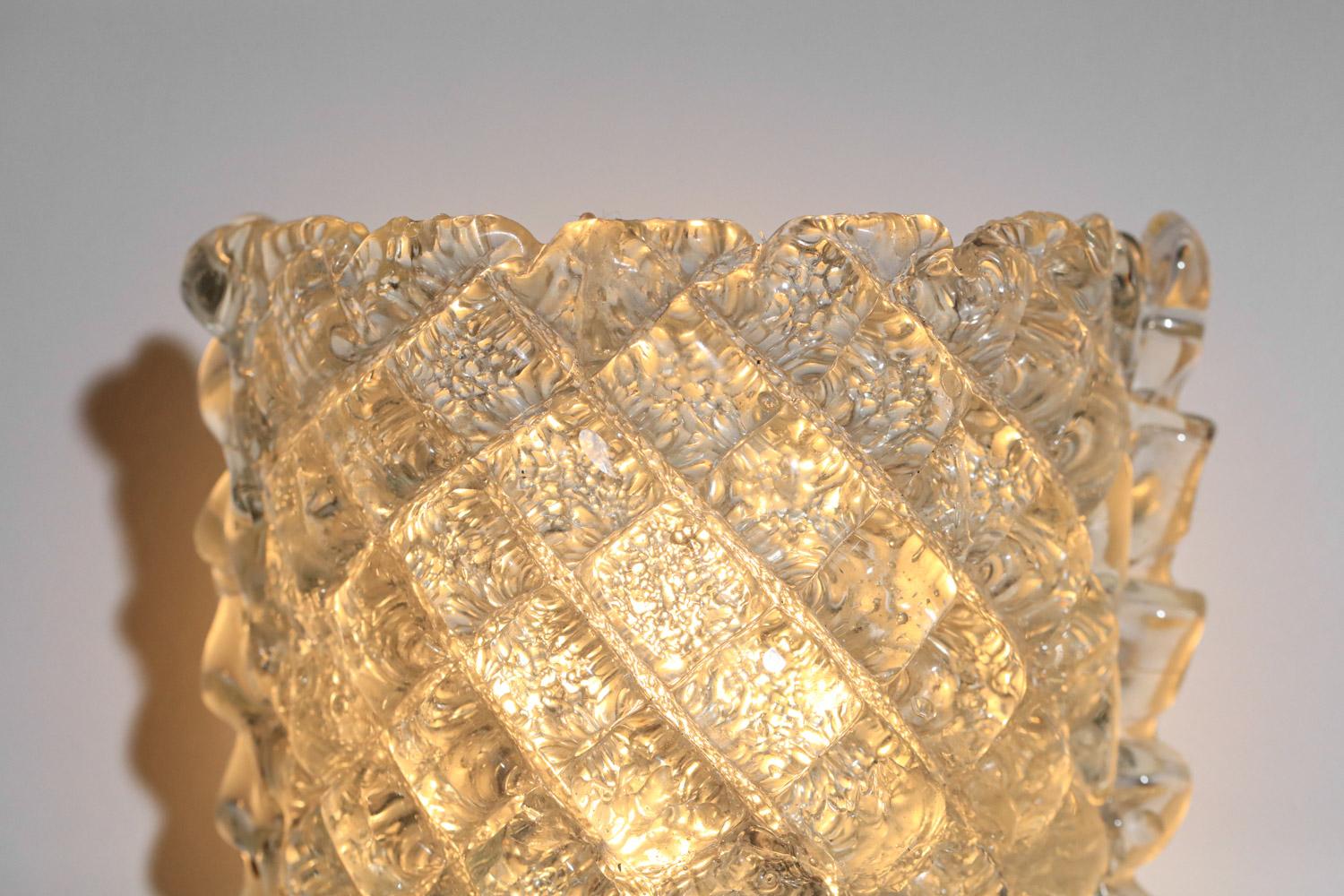 Pair of restored embossed Italian sconces attributed to Barovier&Toso 3