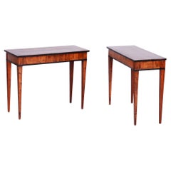 Pair of Restored Empire Side Tables, Yew-Tree, Revived Polish, Austria 1820s
