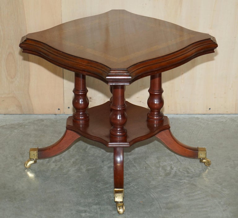 Pair of Restored Flamed Hardwood Side End Lamp Wine Tables English
