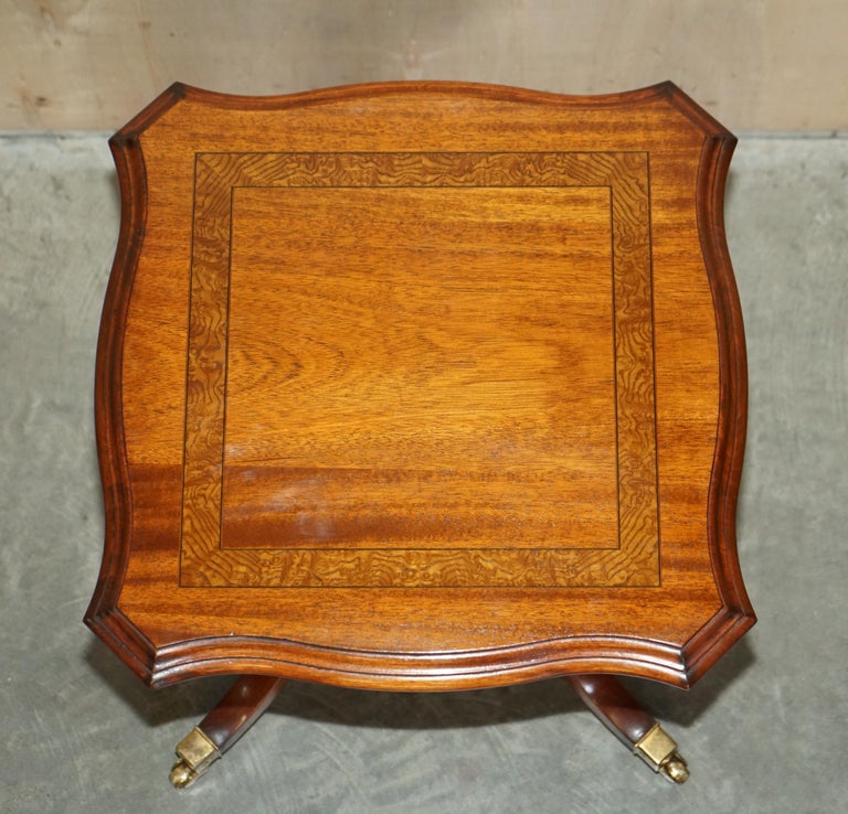 Pair of Restored Flamed Hardwood Side End Lamp Wine Tables English