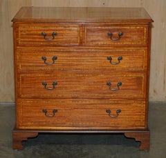 PAIR OF RESTORED HARDWOOD & SATINWOOD ANTIQUE SHERATON REVIVAL CHEST OF DRAWERs
