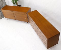 Pair of Restored Long Walnut Dressers Credenzas
