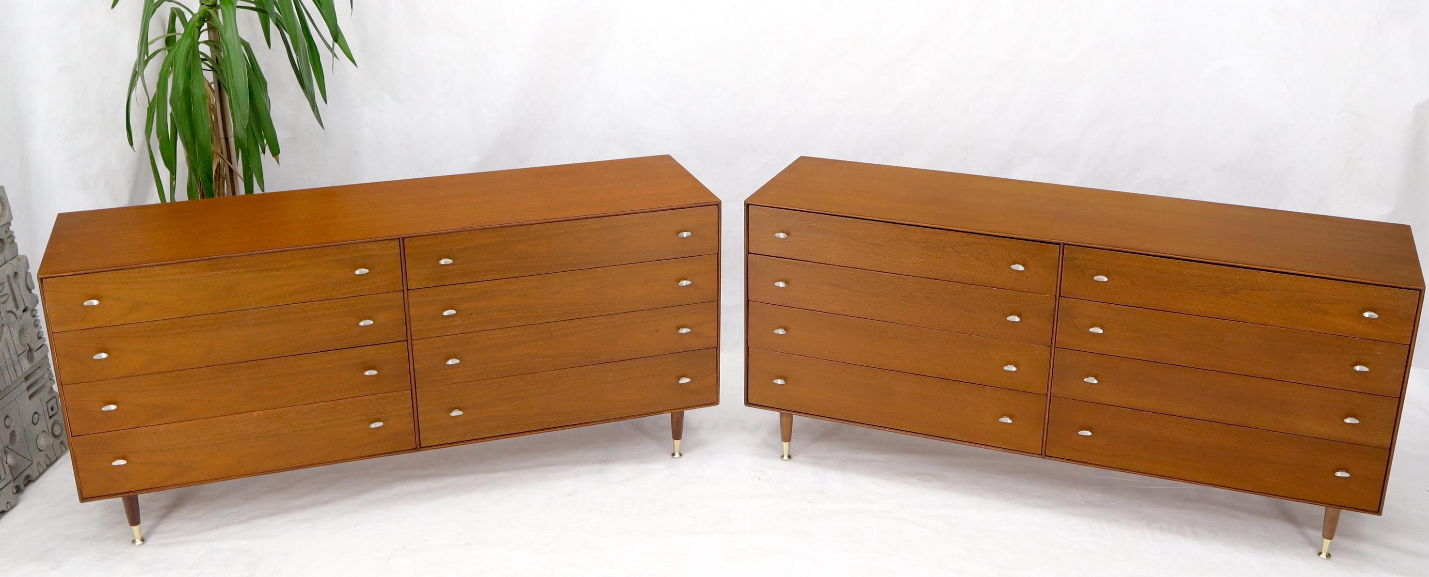 American Pair of Restored Long Walnut Dressers Credenzas For Sale