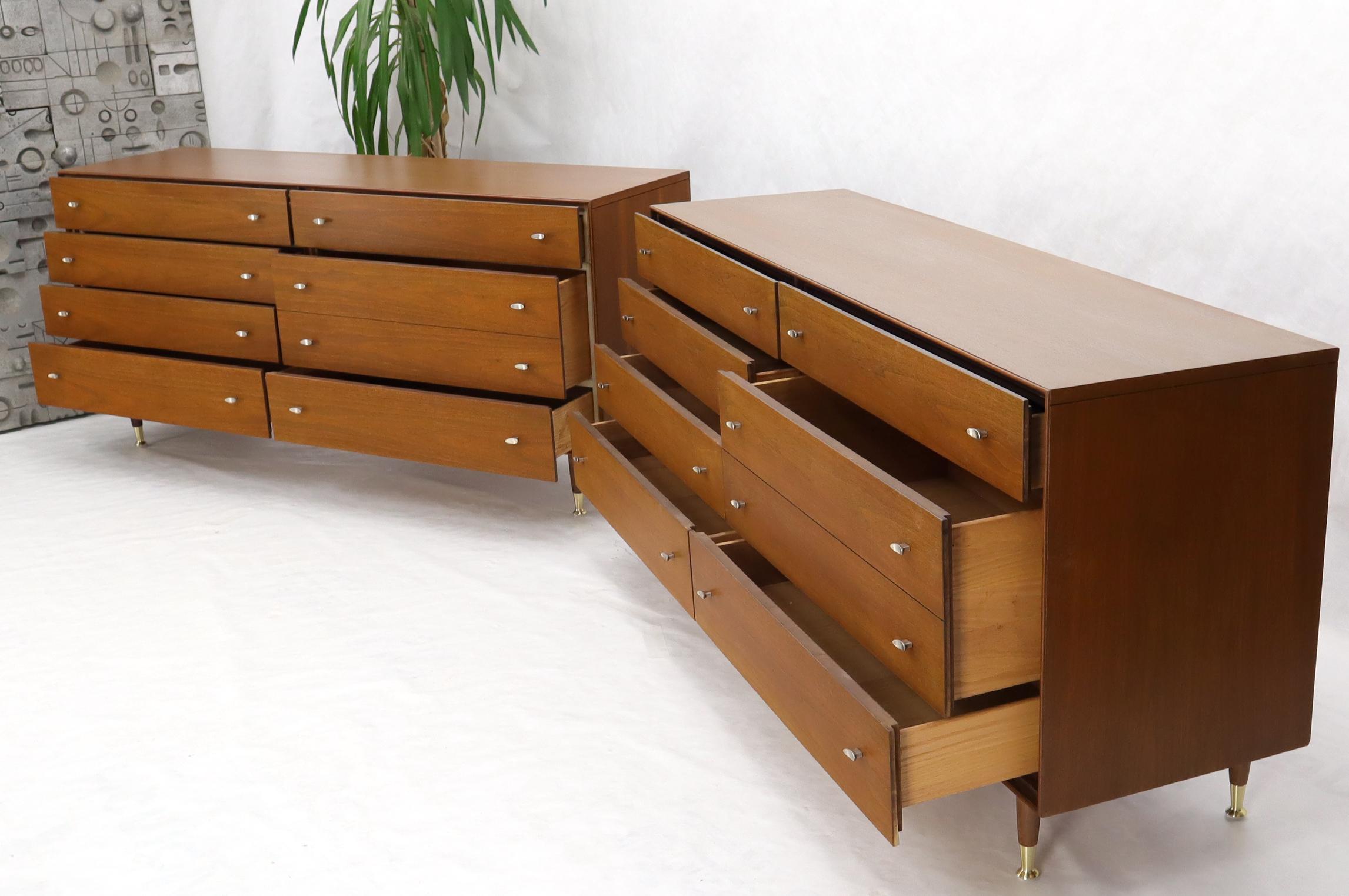 20th Century Pair of Restored Long Walnut Dressers Credenzas For Sale