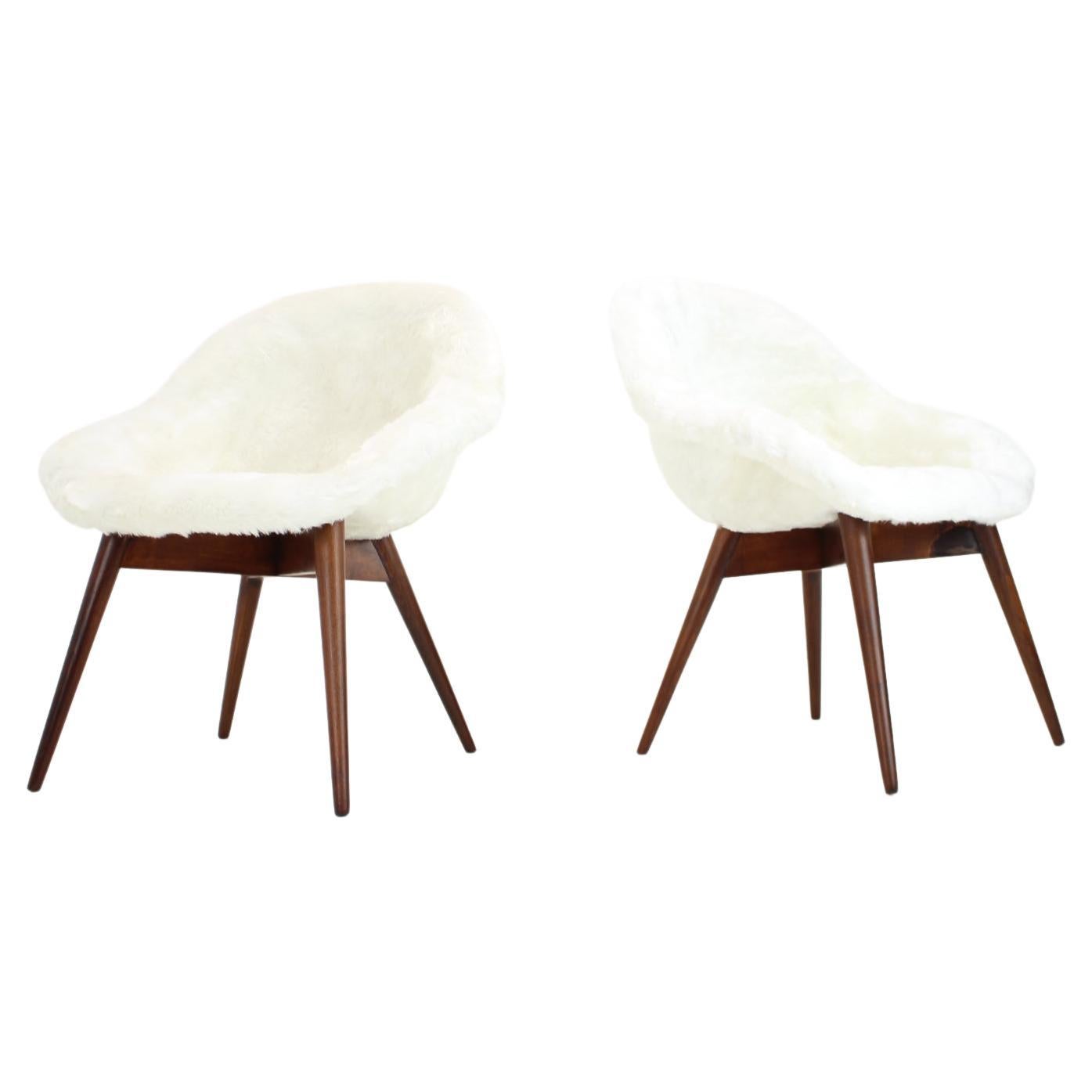 Pair of Restored Lounge Chairs by Miroslav Navratil, 1960s For Sale