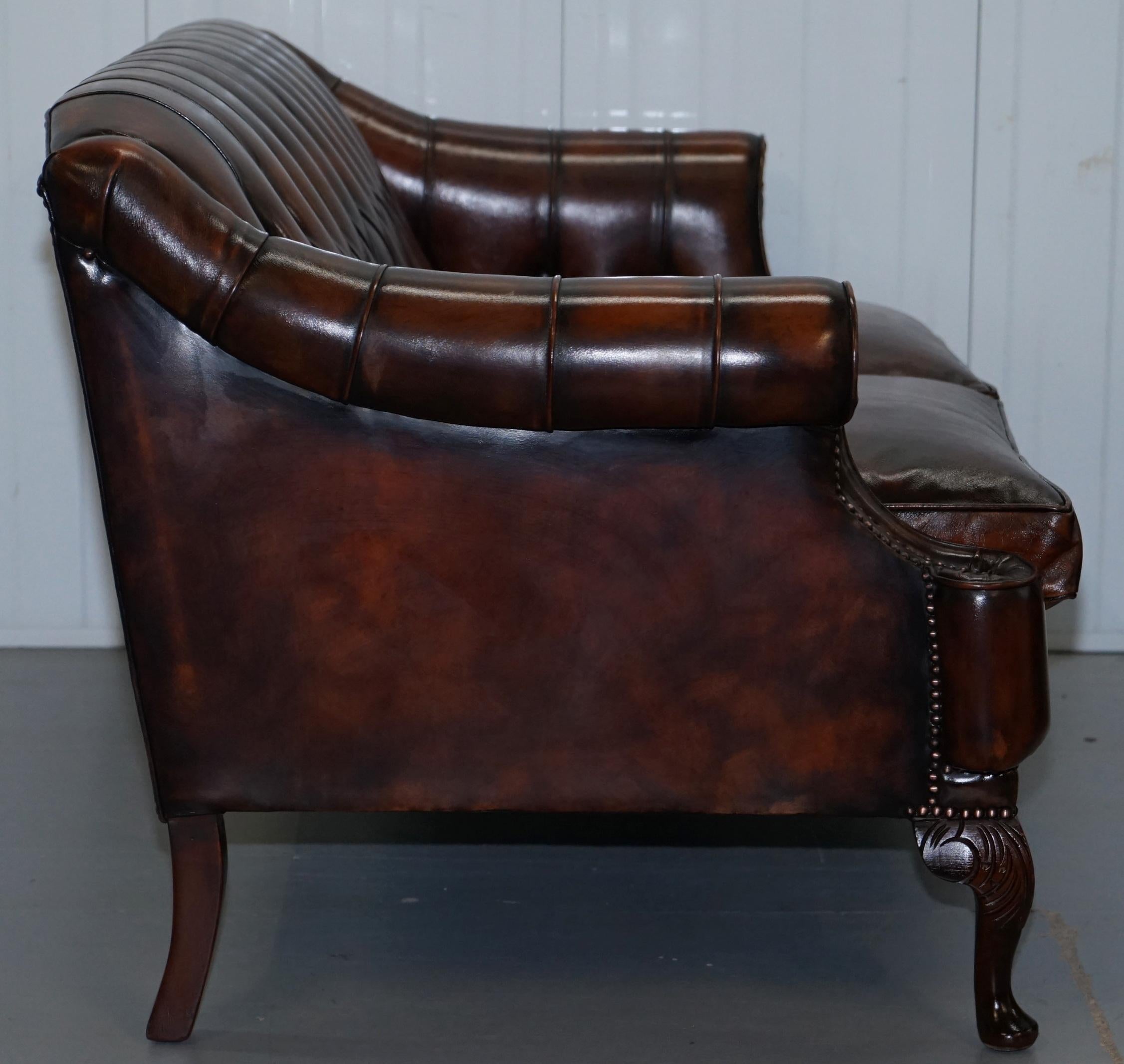 Pair of Restored Lutyen's Style Viceroy's Chesterfield Brown Leather Sofas 3