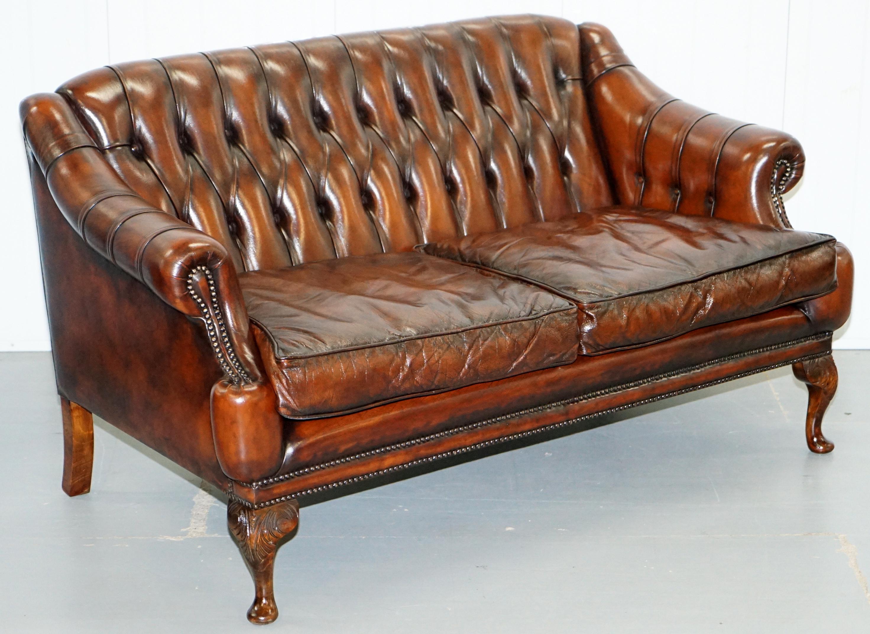 Pair of Restored Lutyen's Style Viceroy's Chesterfield Brown Leather Sofas 5