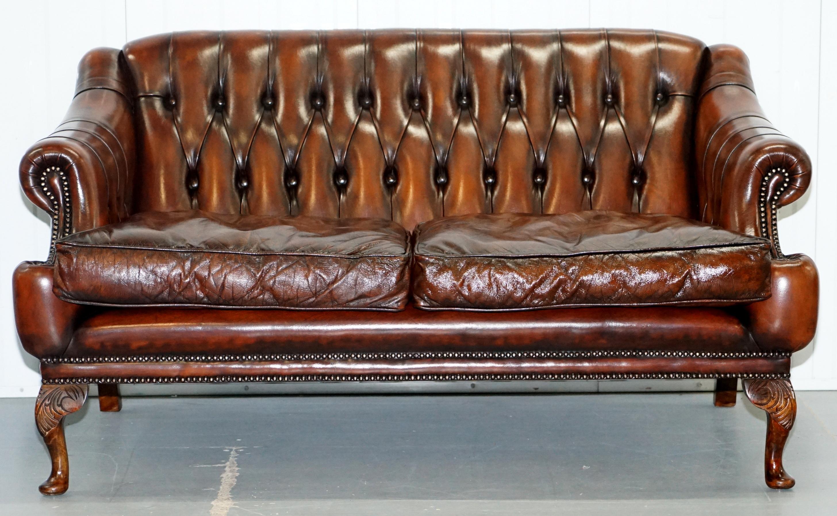 Pair of Restored Lutyen's Style Viceroy's Chesterfield Brown Leather Sofas 6