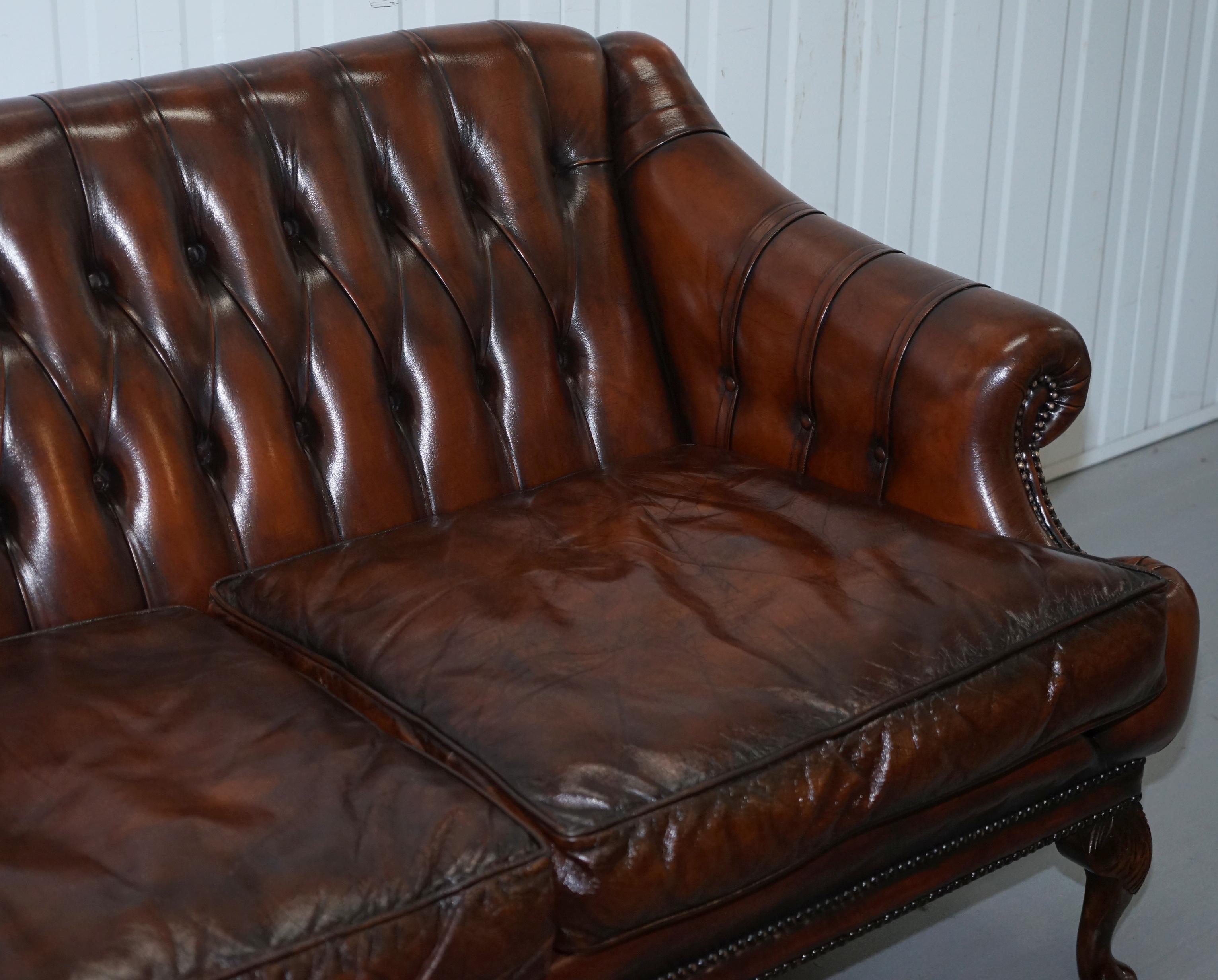 Pair of Restored Lutyen's Style Viceroy's Chesterfield Brown Leather Sofas 7