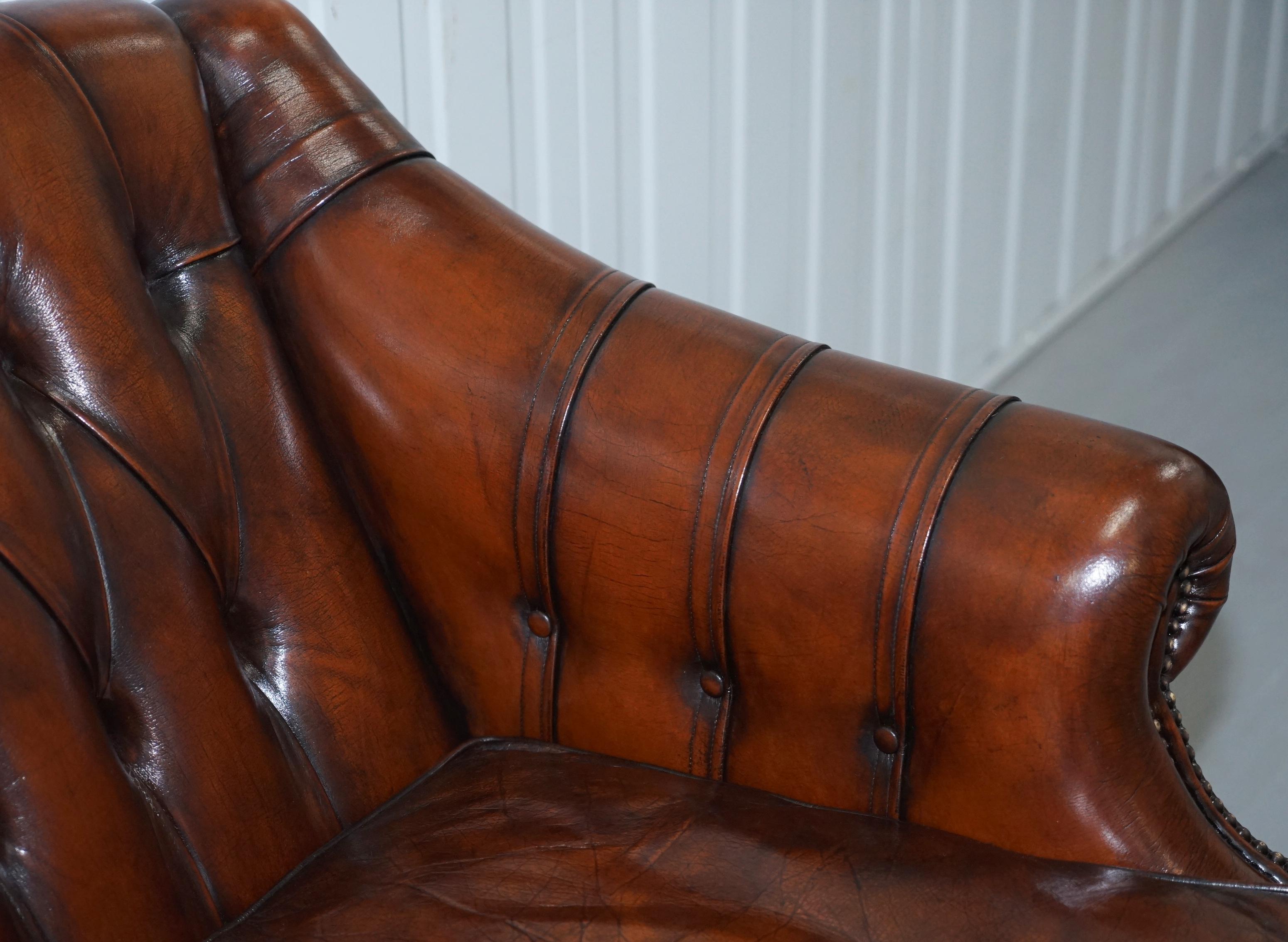 Pair of Restored Lutyen's Style Viceroy's Chesterfield Brown Leather Sofas 8
