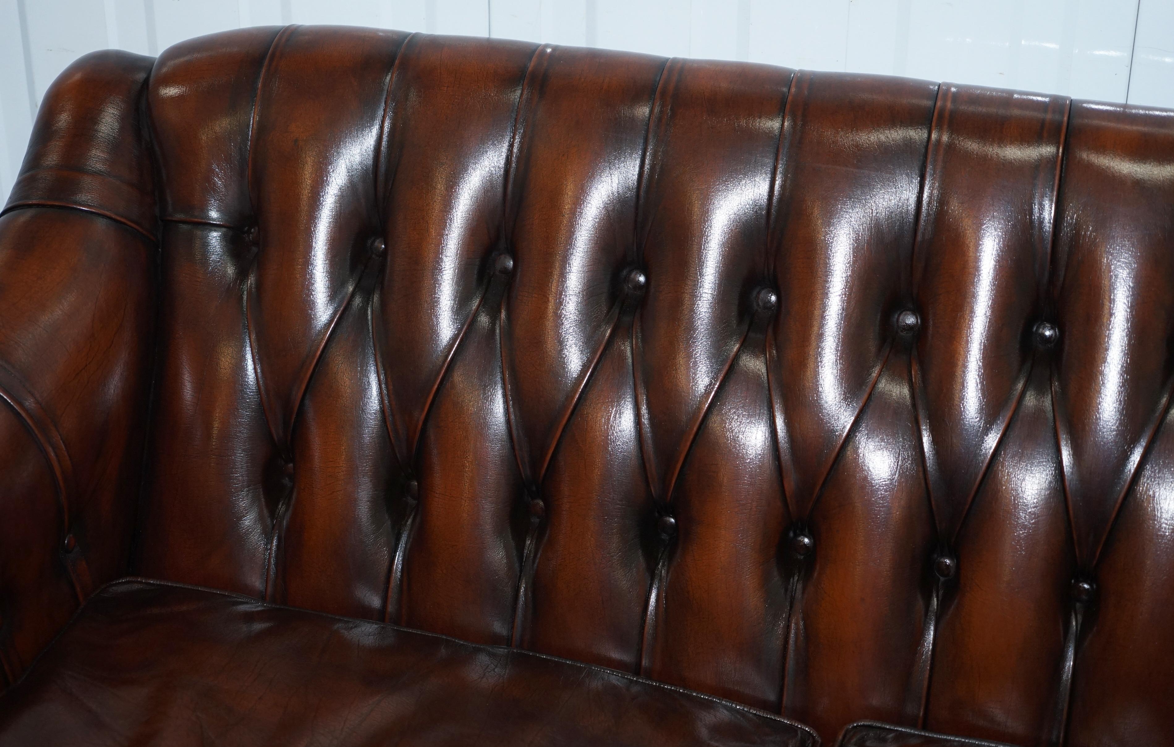 Pair of Restored Lutyen's Style Viceroy's Chesterfield Brown Leather Sofas 10