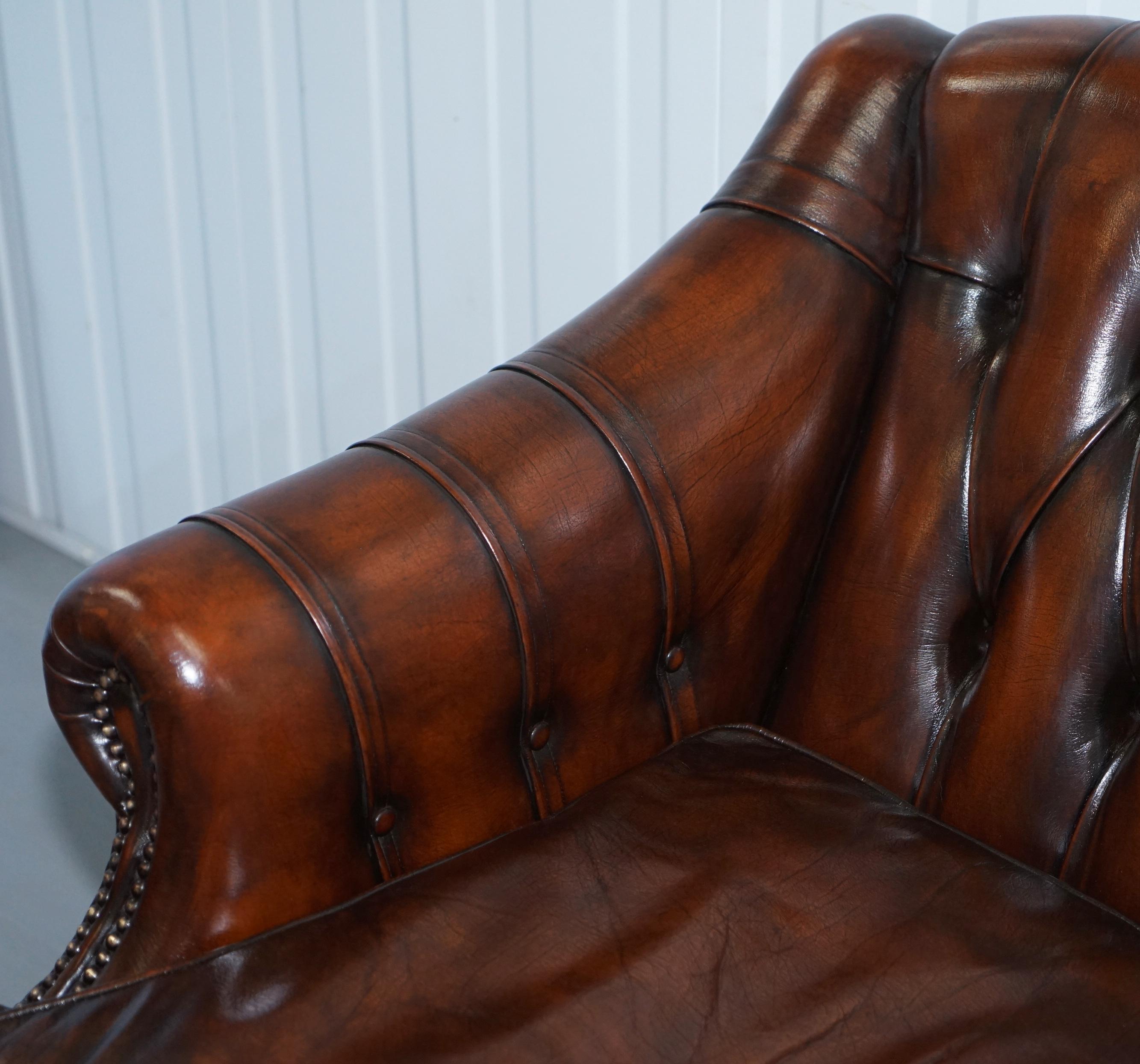Pair of Restored Lutyen's Style Viceroy's Chesterfield Brown Leather Sofas 11