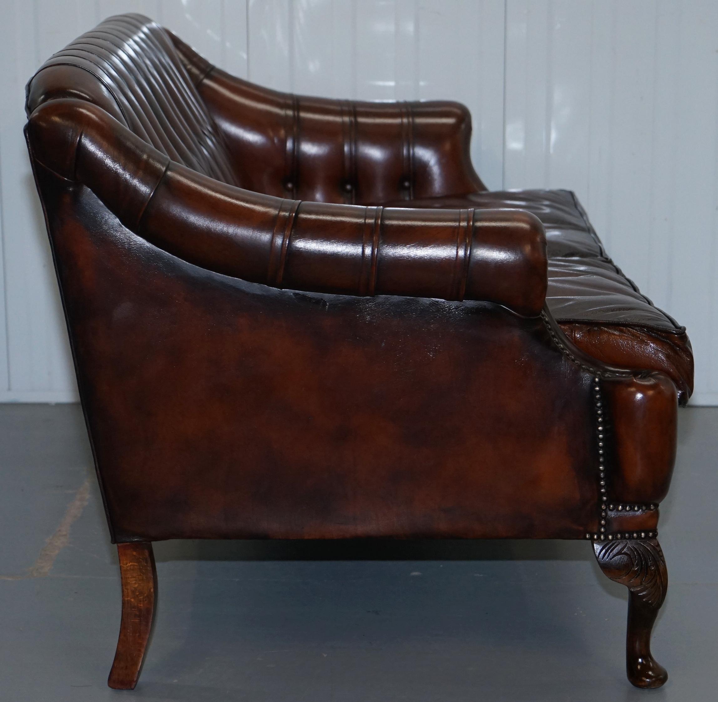 Pair of Restored Lutyen's Style Viceroy's Chesterfield Brown Leather Sofas 13