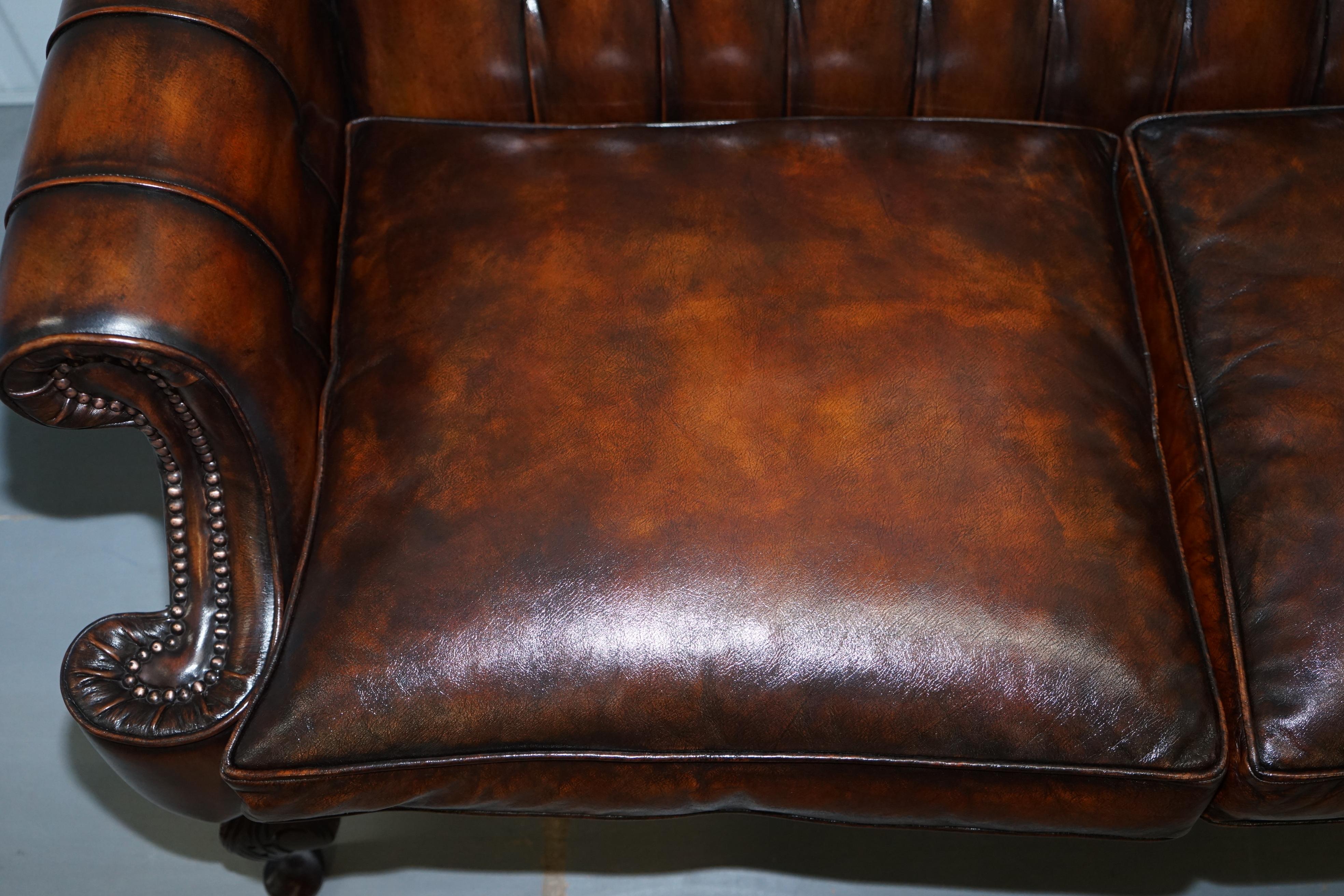 20th Century Pair of Restored Lutyen's Style Viceroy's Chesterfield Brown Leather Sofas