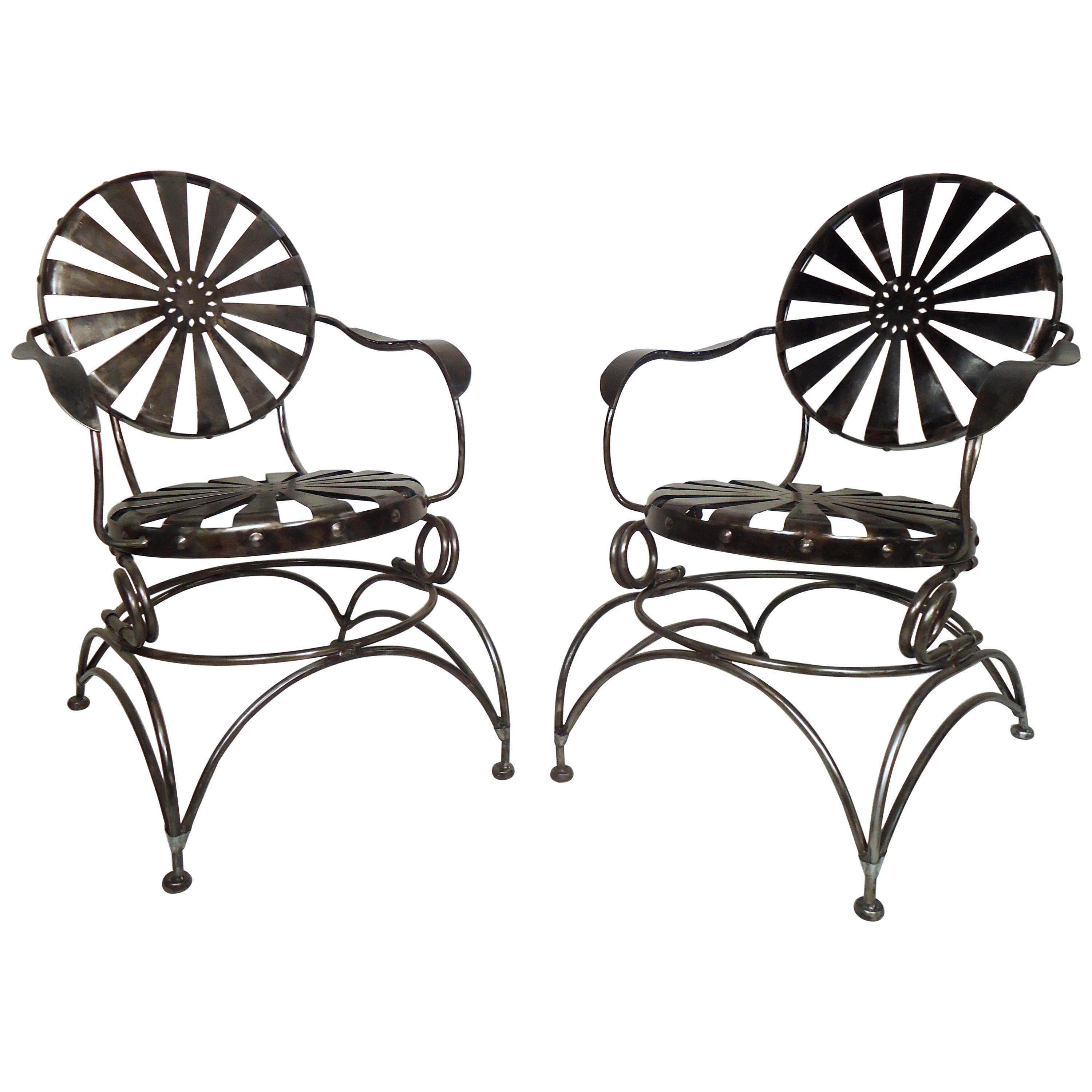 Pair of Restored Metal Chairs by Francis Carre at 1stDibs
