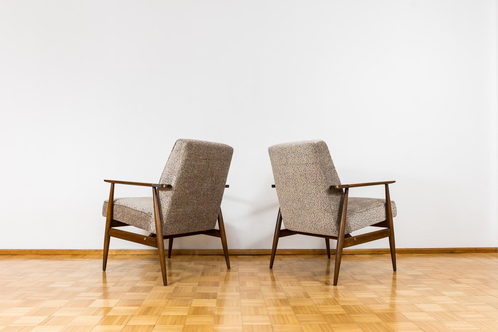 Fabric Pair of Restored Mid-Century Armchairs by H. Lis, 1960's