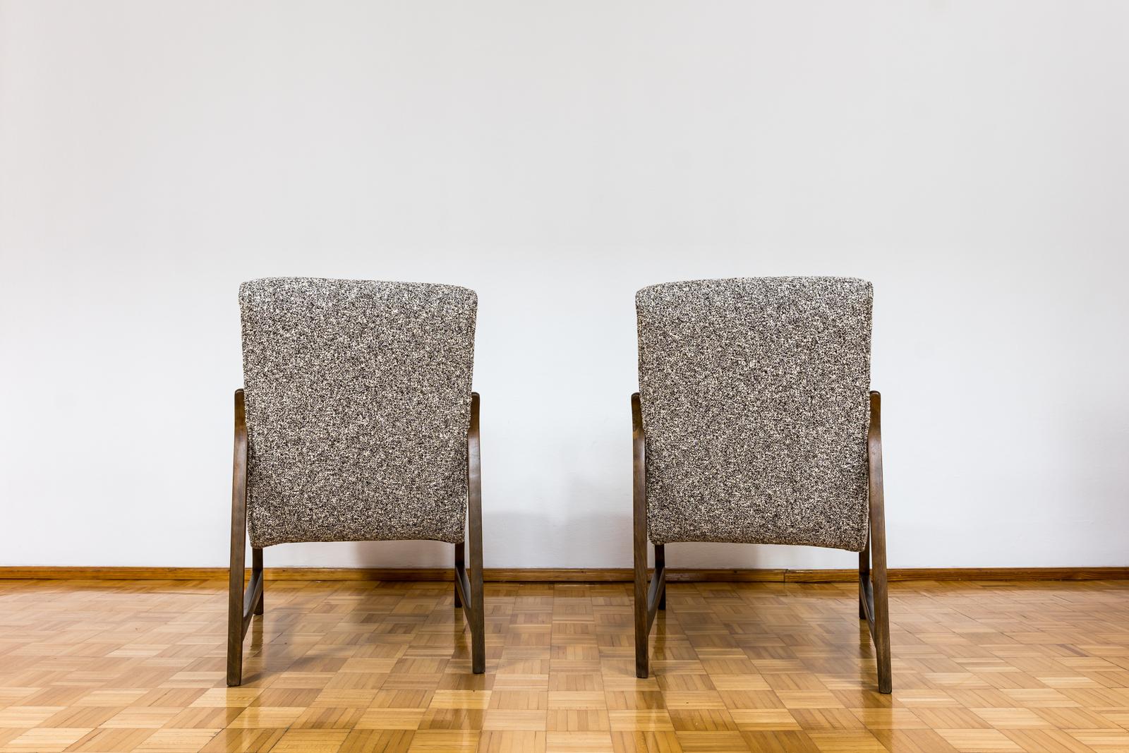 Maple Pair Of Restored Mid Century Armchairs, Fabric by Kvadrat, 1960s For Sale
