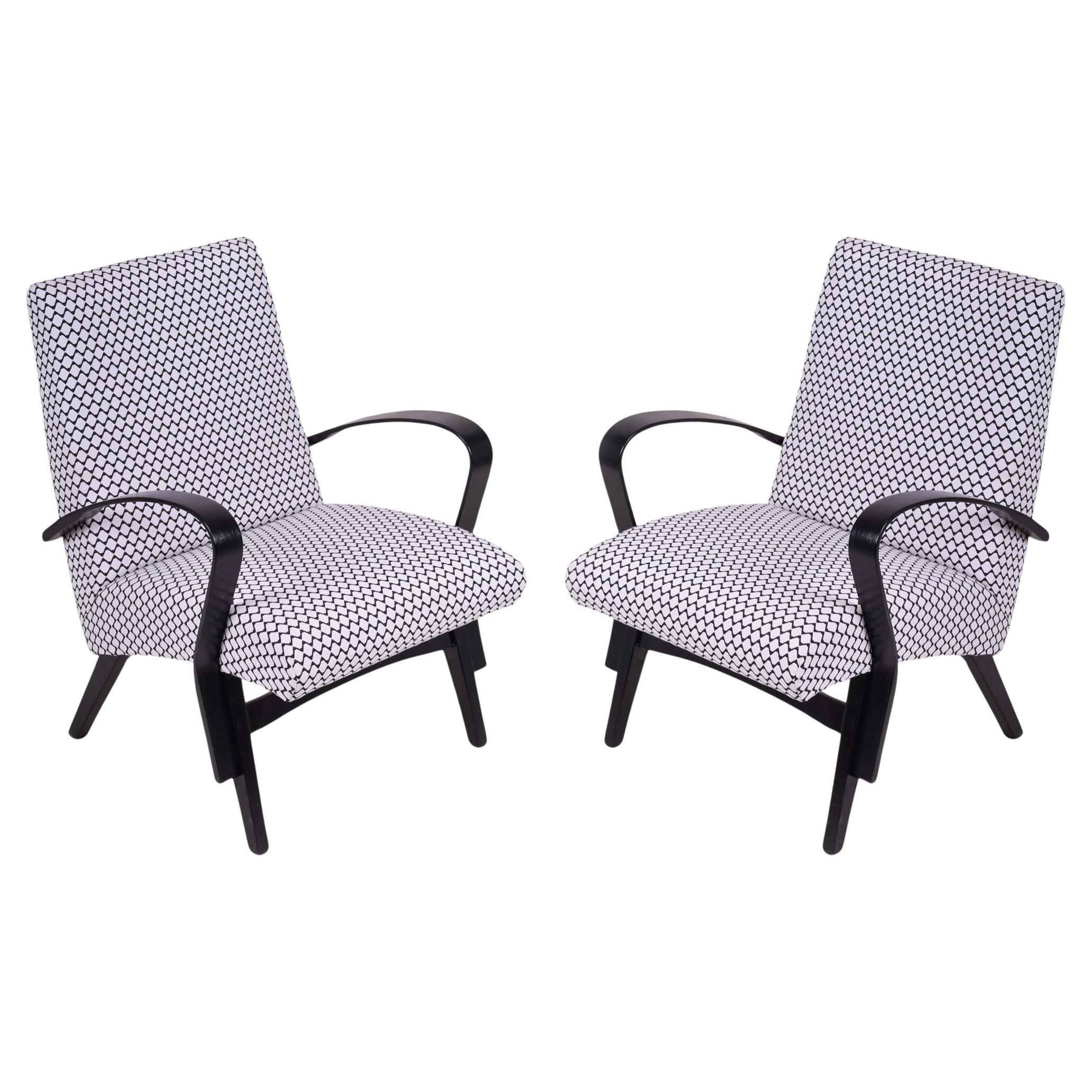 Paire de fauteuils restaurés du milieu du siècle dernier, nouvelle tapisserie, tchèque, années 1950