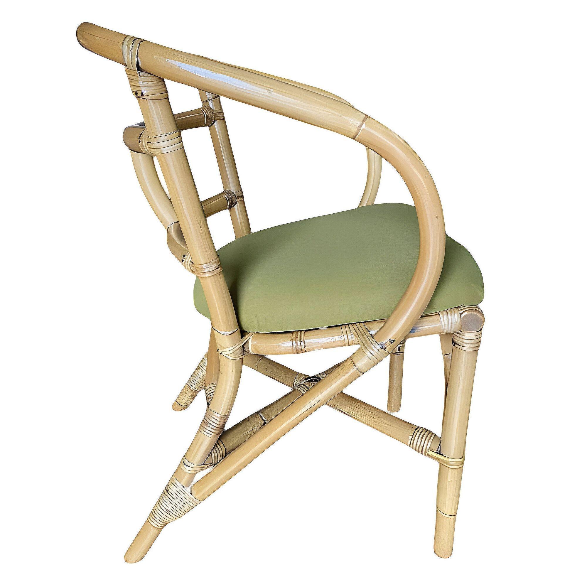 Mid-20th Century Pair of Restored Mid-Century Loop Arm Rattan Dining Armchairs For Sale