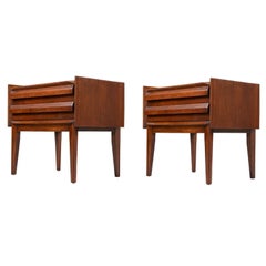 Pair of Restored Mid-Century Modern Lane First Edition Walnut Nightstands