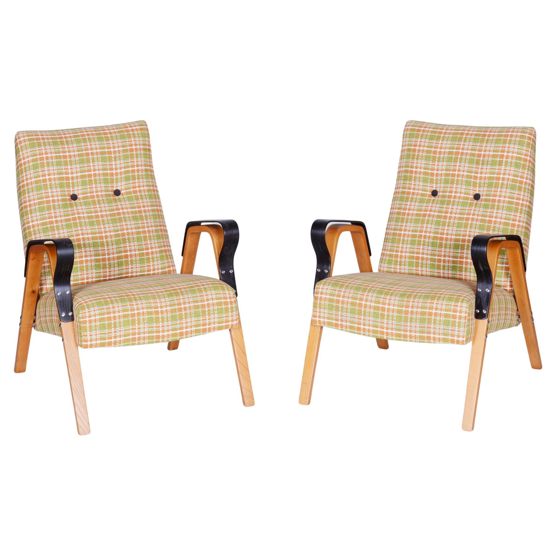 Pair of Restored Mid-Century Oak Armchairs by Tatra Pravenec, Czechia, 1950s