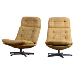Pair of Restored Mid-Century Swivel Chairs, by Gerald  Neusser, Czech, 1960s