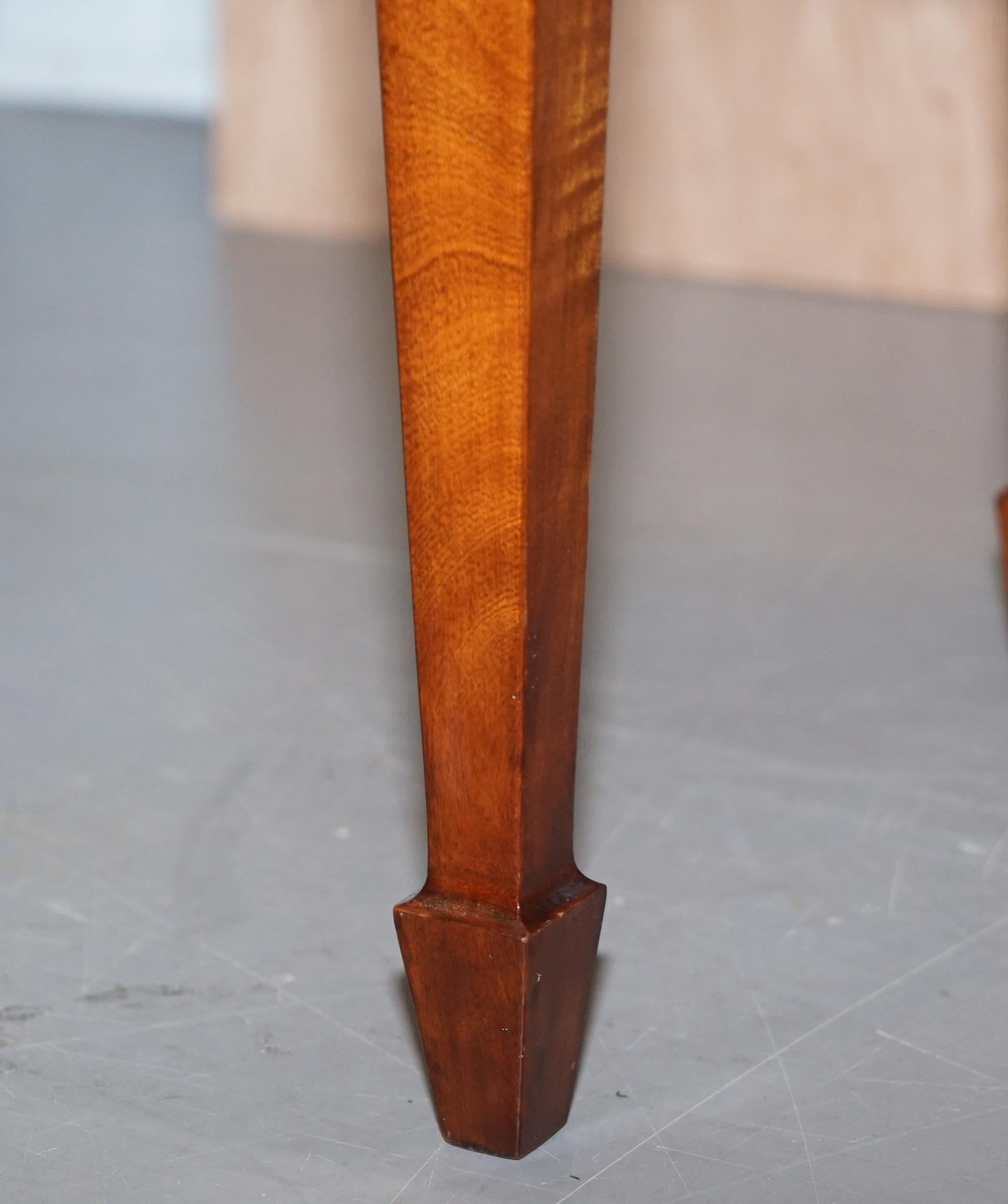 Pair of Restored Regency Spade Foot Victorian Brown Leather Stools or Footstools 1