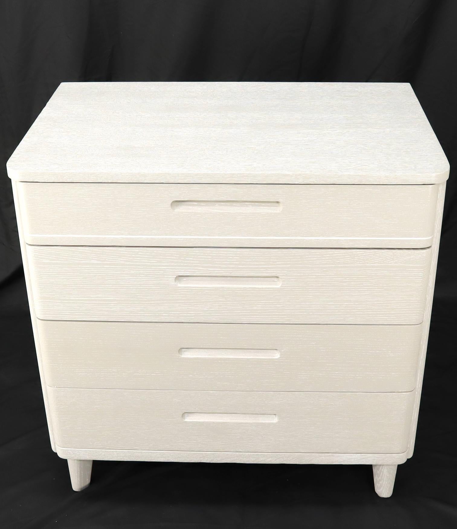 Pair of Restored Solid Oak Cerused White & Grey Finish 4 Drawers Bachelor Chests For Sale 9