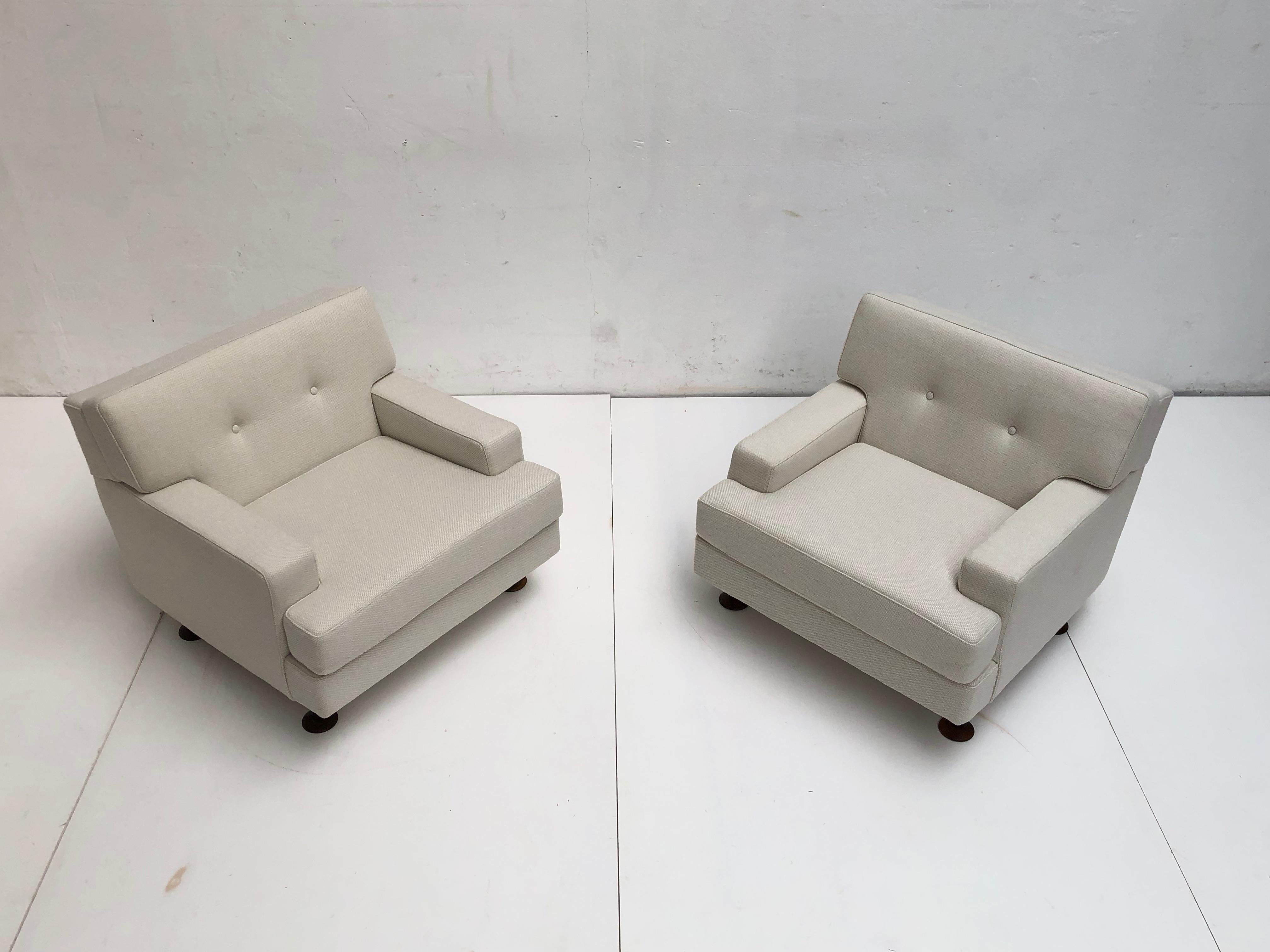 Pair of Restored 'SQUARE' Lounge Chairs by Zanuso for Arflex, Italy, 1962, Signed 3