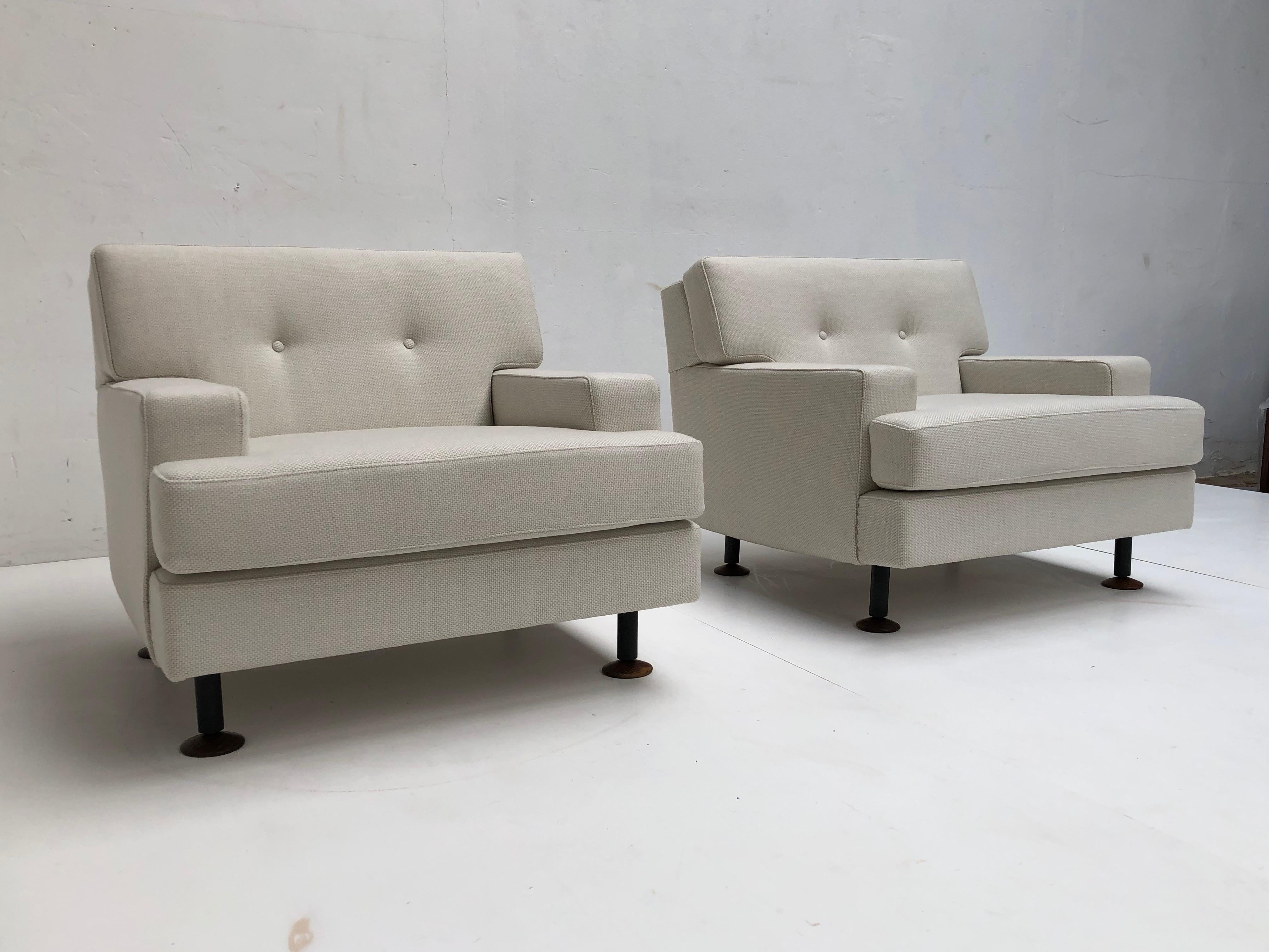 Pair of Restored 'SQUARE' Lounge Chairs by Zanuso for Arflex, Italy, 1962, Signed In Good Condition In bergen op zoom, NL