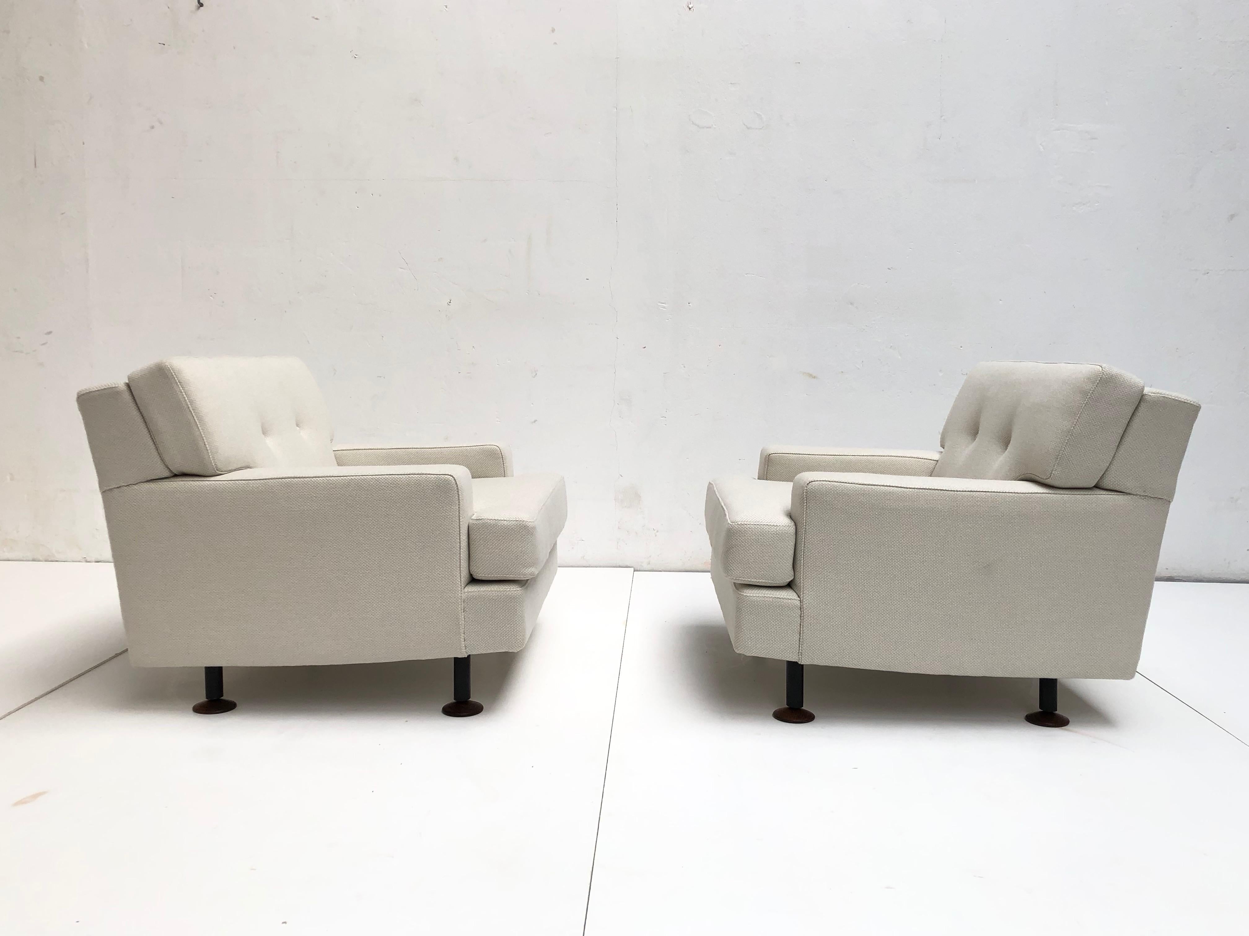 Mid-20th Century Pair of Restored 'SQUARE' Lounge Chairs by Zanuso for Arflex, Italy, 1962, Signed