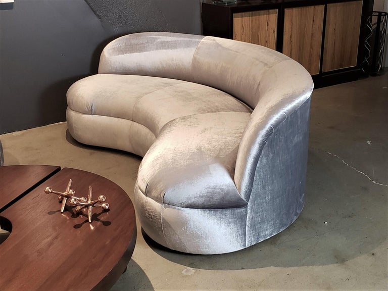 Mid-Century Modern Price per Item: Pair of Restored Velvet Biomorphic Curved Sofas by Directional