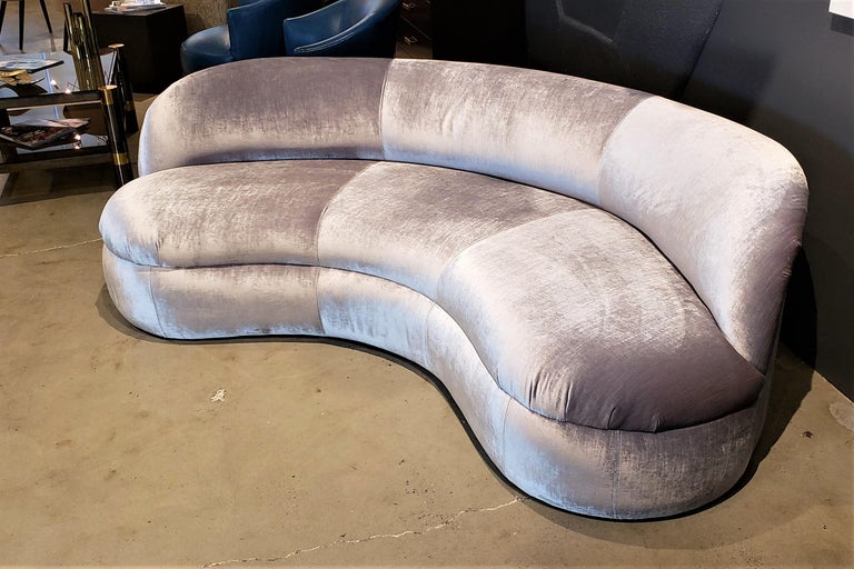 American Price per Item: Pair of Restored Velvet Biomorphic Curved Sofas by Directional