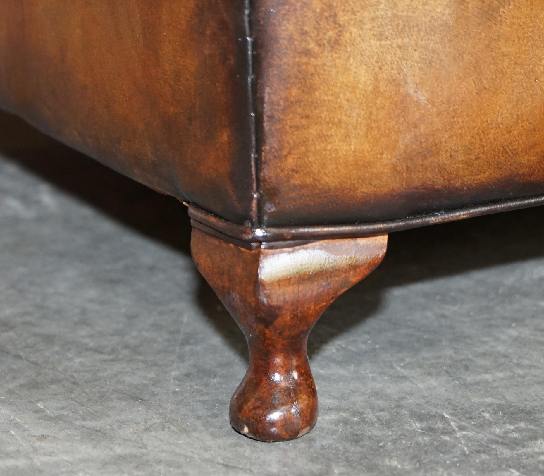 Pair of Restored Victorian Gentleman's Tufted Chesterfield Brown Leather Sofas 13