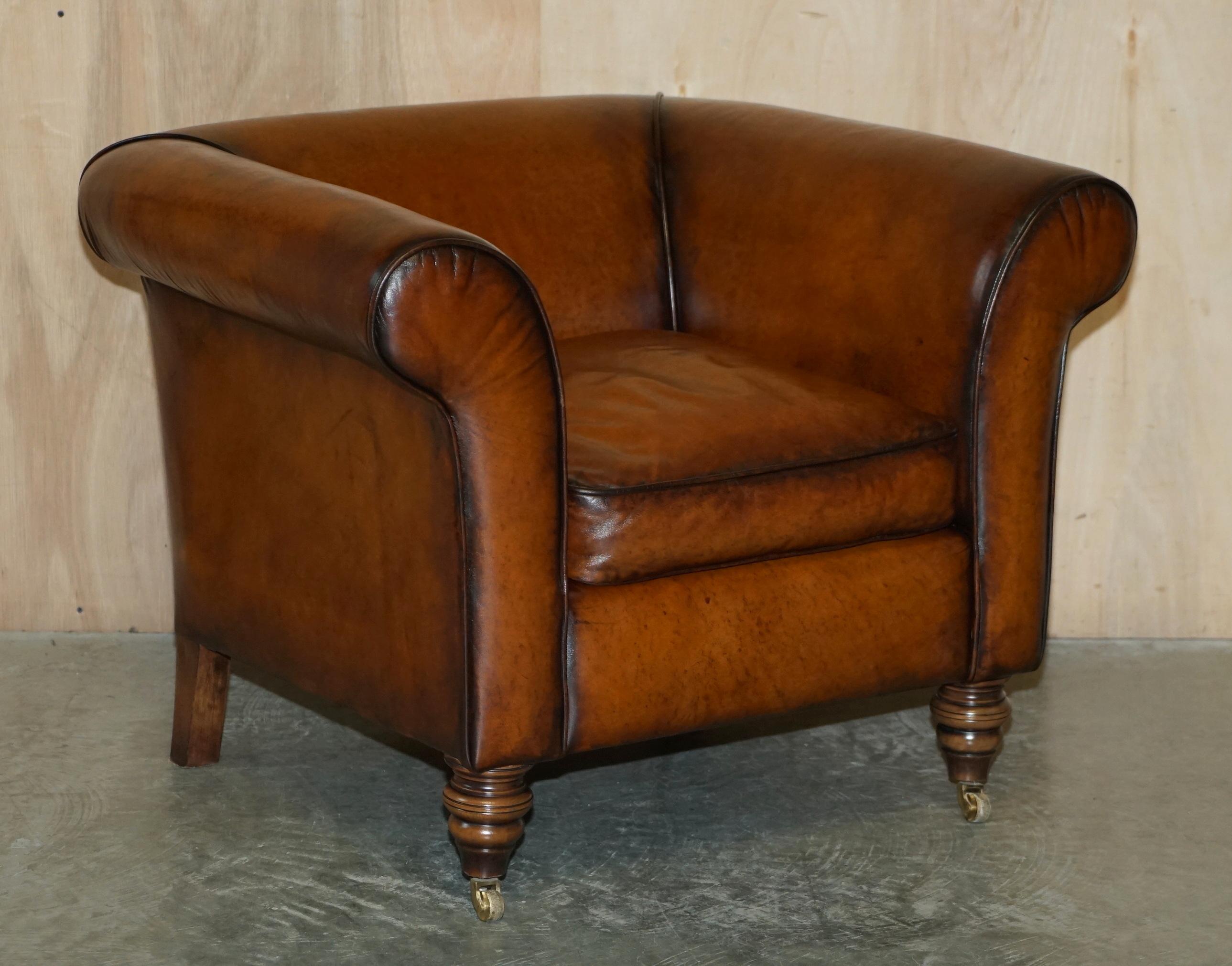 Royal House Antiques

Royal House Antiques is delighted to offer for sale this very well made pair of Vintage Art Deco club armchairs, hand dyed this one of a kind cigar brown colour

Please note the delivery fee listed is just a guide, it covers