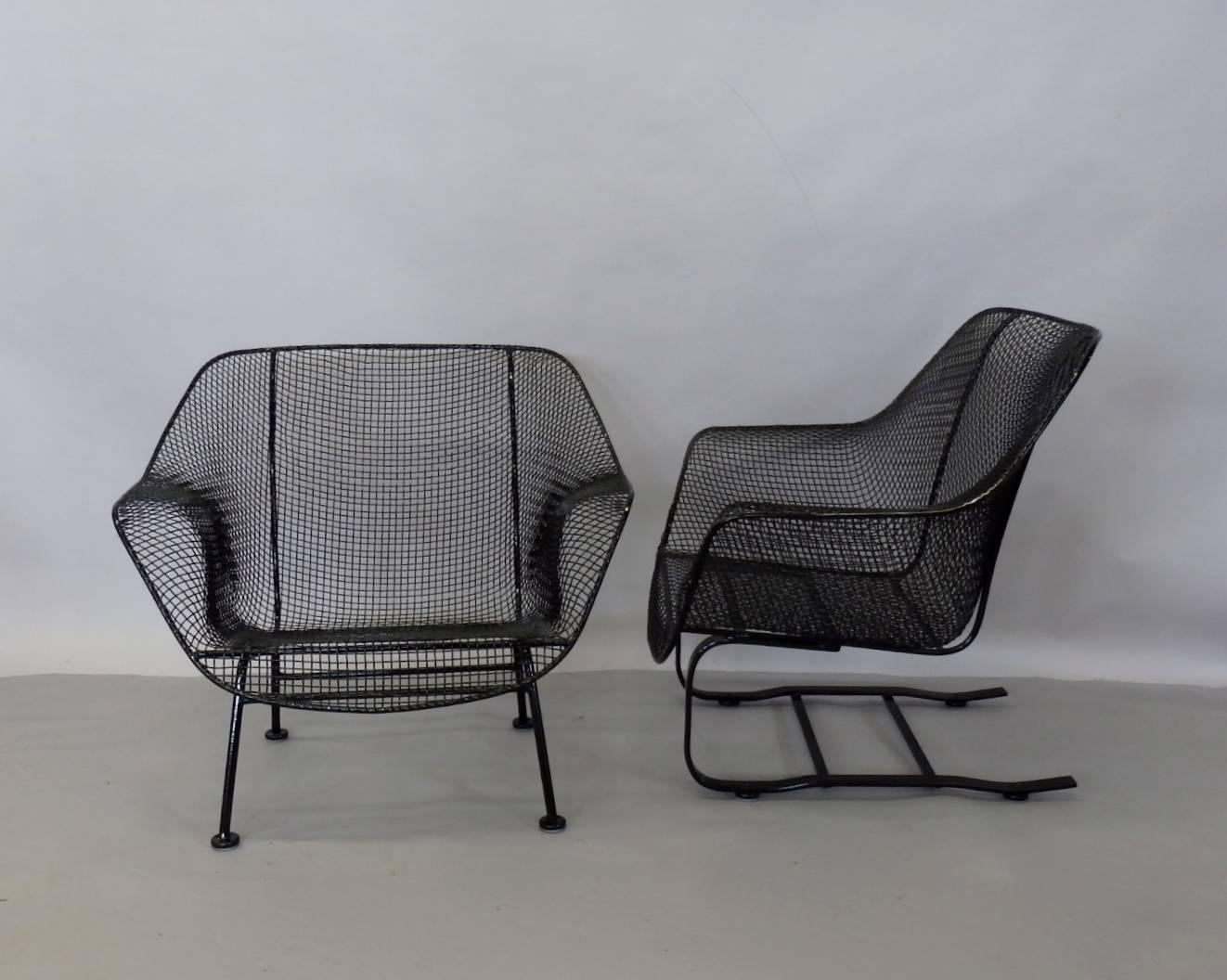American Pair of Restored Woodard Large Wrought Iron Lounge Chairs