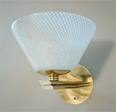 Pair of Reticello Cup Sconces by Barovier & Toso, 2 Pairs Available