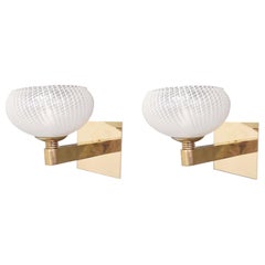 Pair of Reticello Sconces by Barovier e Toso, 2 Pairs Available