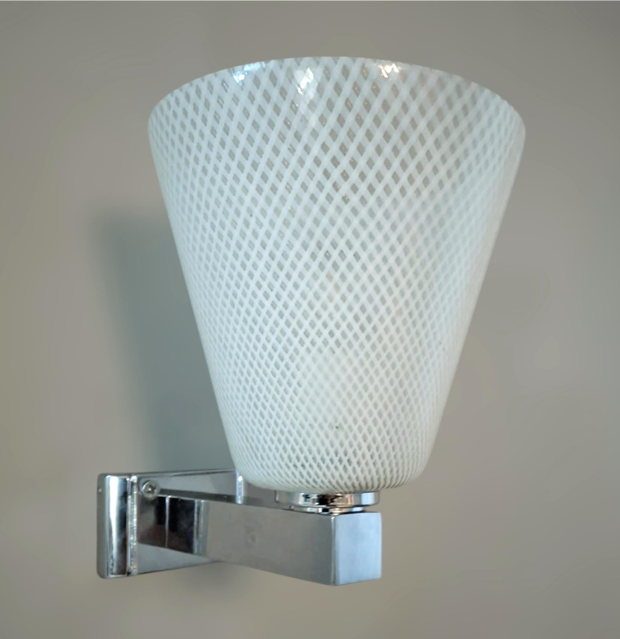 Vintage Italian wall light with Murano glass shade hand blown in 