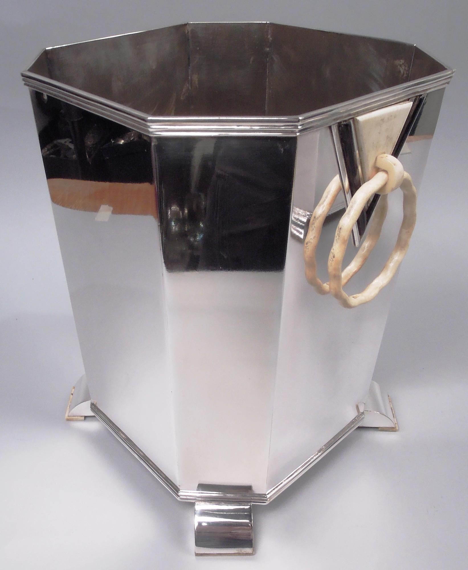 Silver Plate Pair of Retro Deco Wine Coolers For Sale