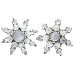 Pair of Retro Dress Clips with Moonstones