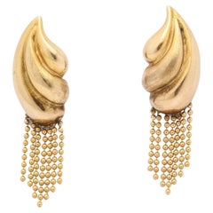 Pair of Retro Gold Shell Form Earrings