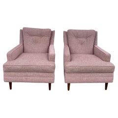Retro Pair of Reupholstered 1960s Flair Club Chairs by Bernhardt