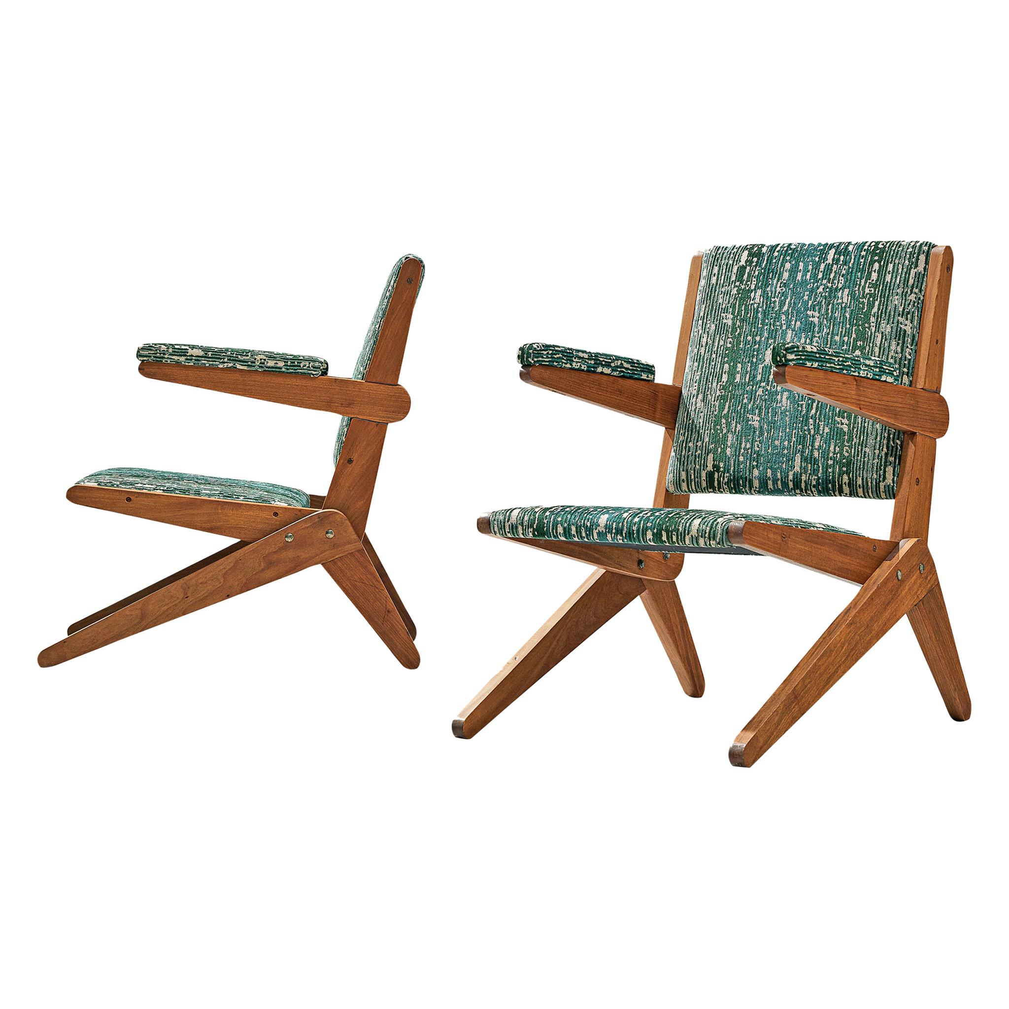 Pair of Reupholstered Brazilian Armchairs in Brazilian Hardwood 