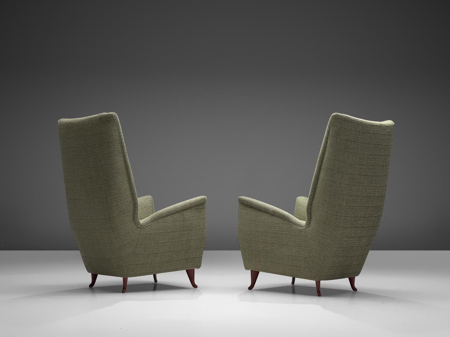 Mid-Century Modern Pair of Reupholstered ISA Italian High Back Lounge Chair