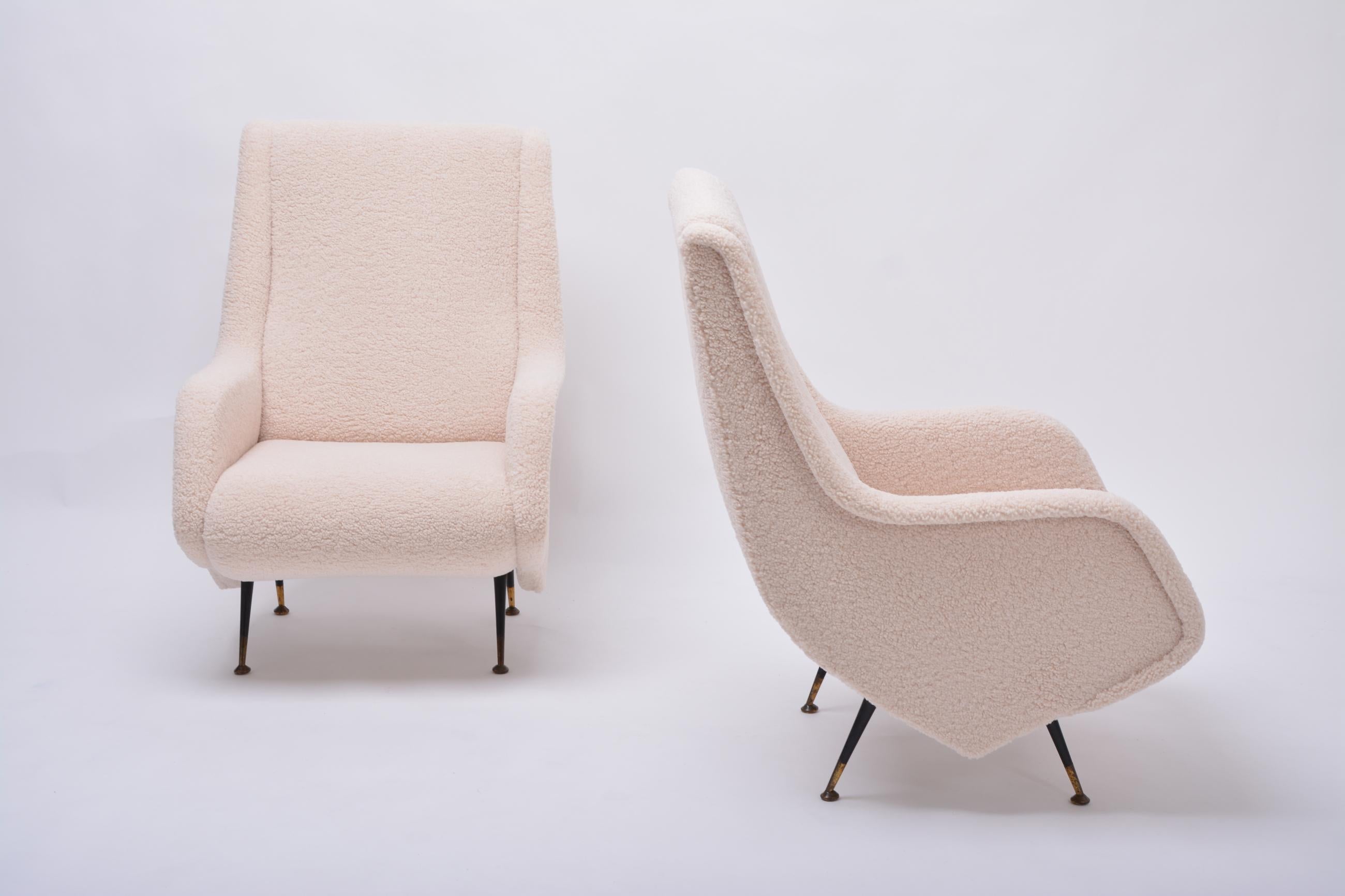 Pair of Reupholstered Mid-Century Italian Armchairs in the Style of A. Morbelli 2