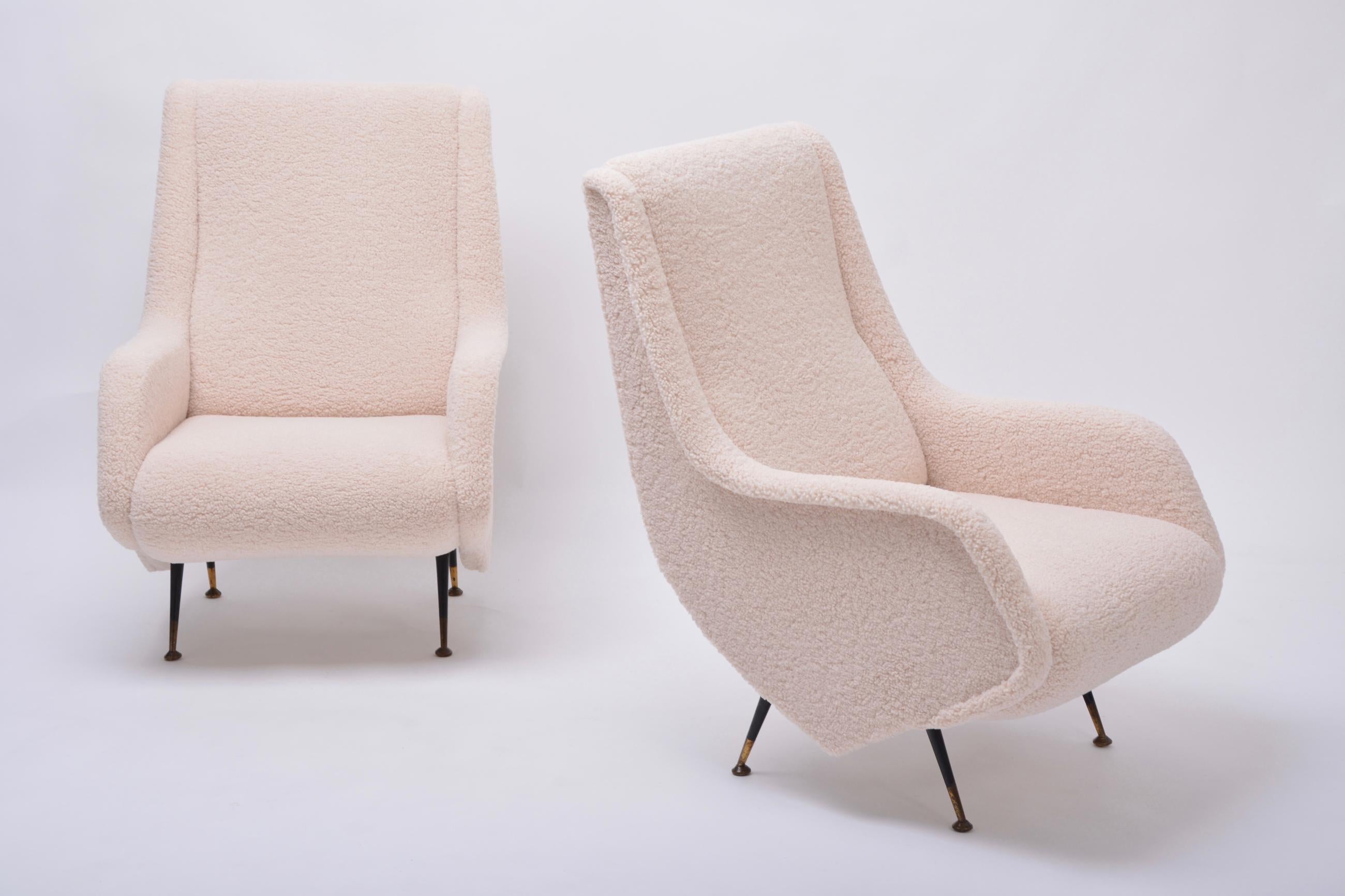 Pair of Reupholstered Mid-Century Italian Armchairs in the Style of A. Morbelli 3