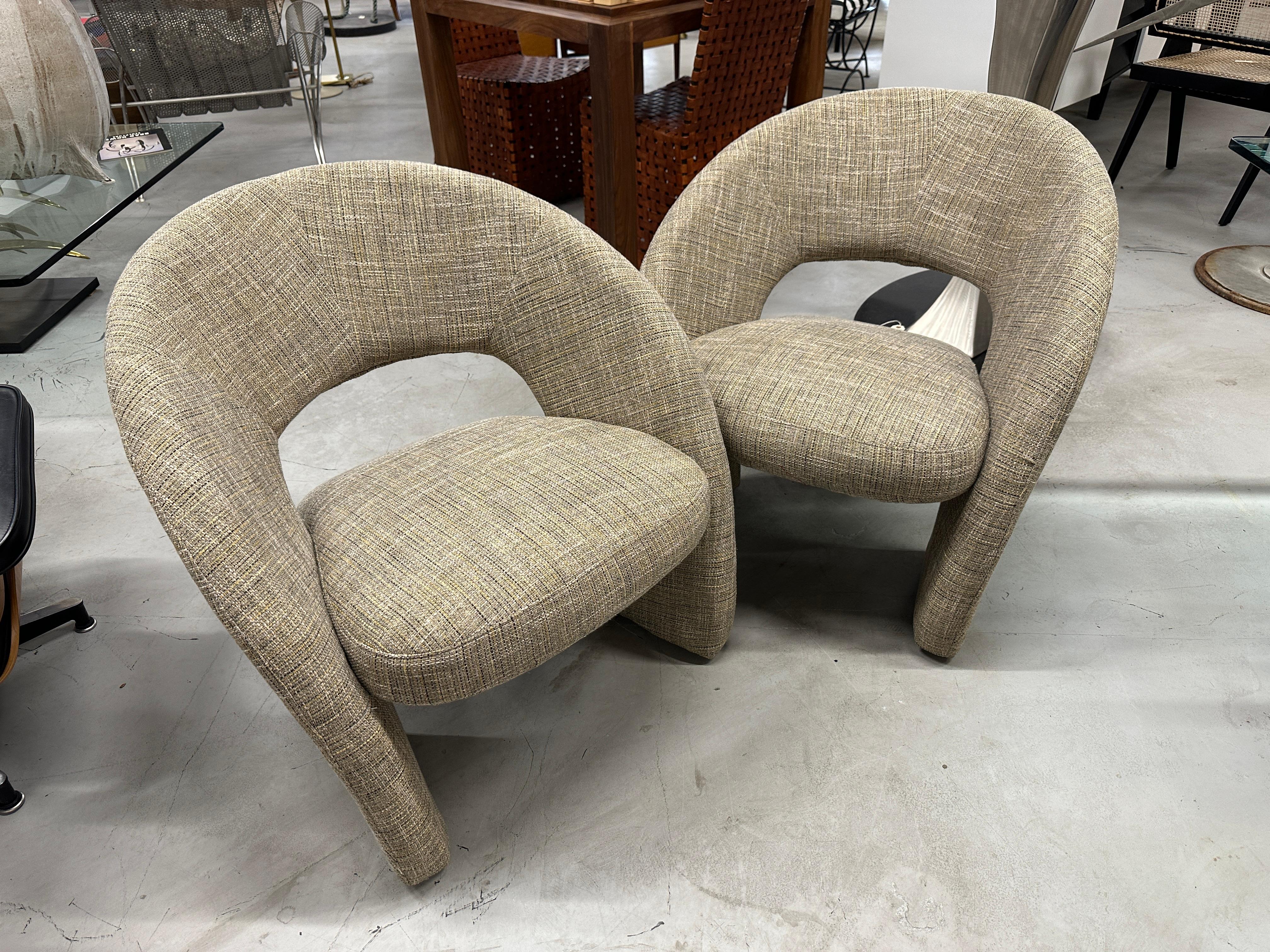 Pair of Reupholstered Post Modern Sculptural Chairs 5